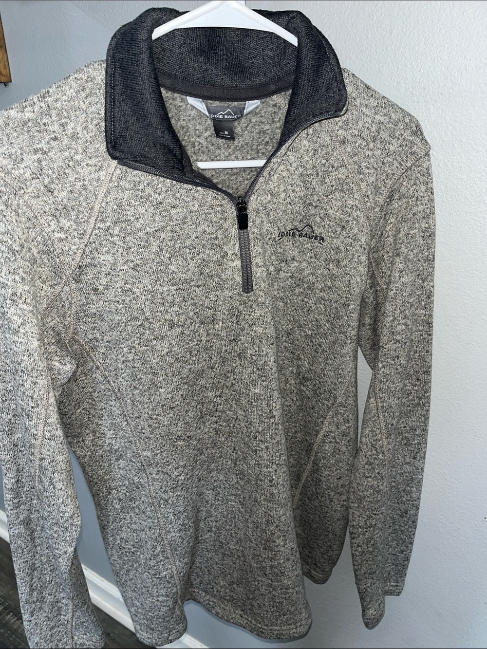 Eddie Bauer Men's Heathered Gray Quarter-Zip Sweater